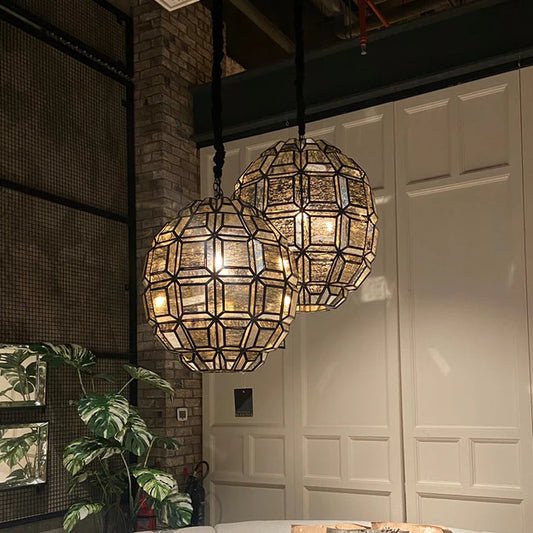 Modern Speckled Glass Oval-shaped Chandelier
