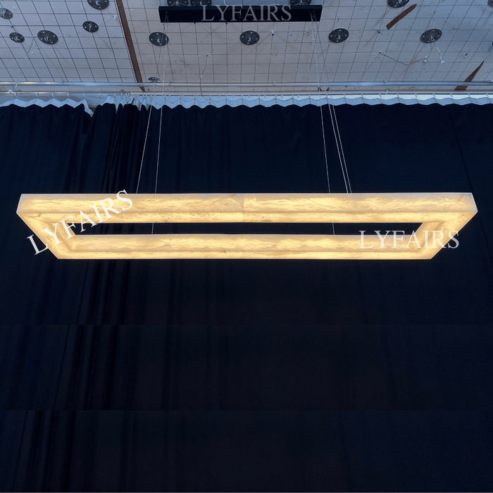 Lustre rectangulaire moderne en albâtre pour salle à manger