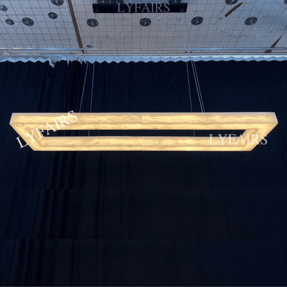 Lustre rectangulaire moderne en albâtre pour salle à manger