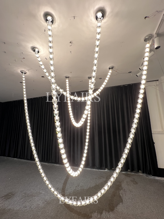 Modern Crystal Bullet Necklace Chain Chandelier for Living Room/Staircase/Restaurant