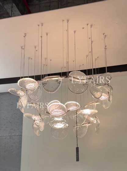 Modern Floating Chips Glass Chandelier for High Ceiling/Dining Room