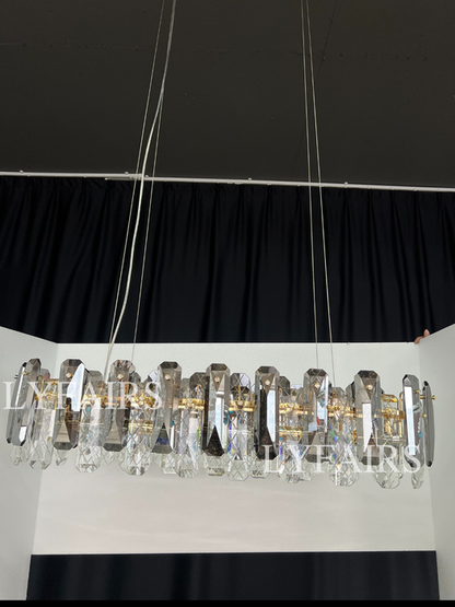 Lampadario moderno in cristallo grigio fumo, lampadario a sospensione scintillante per soggiorno/sala da pranzo/camera da letto/ufficio domestico