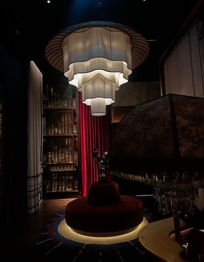 Modern Tiered Wave-edge Fabric Chandelier for Hotel/Restaurant/Living Room