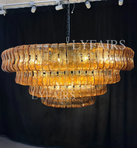 CSA-certified Modern Smoky Gray Glass Chandelier for Low Ceiling