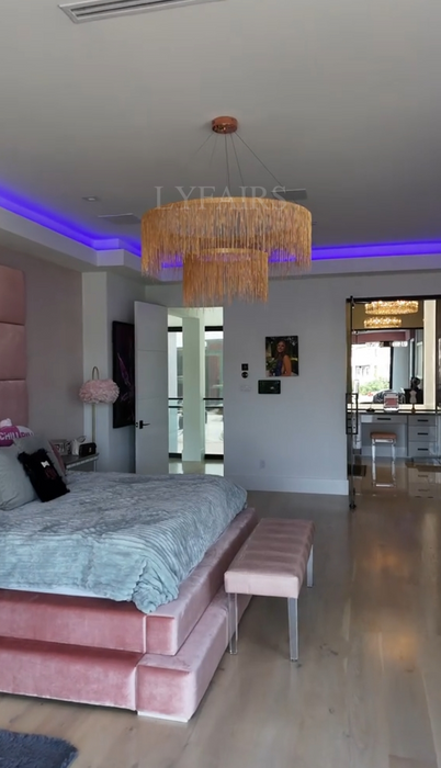Extra Large Round Aluminum Tassel Chain Chandelier for Living/Dining Room/Villa/Duplex Hall