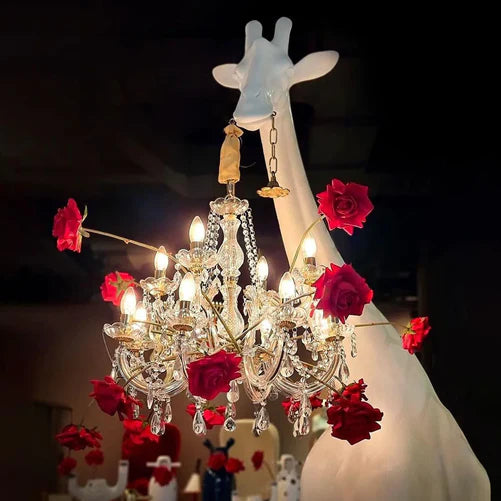 Lampada da terra a forma di giraffa con scultura di animali di design creativo