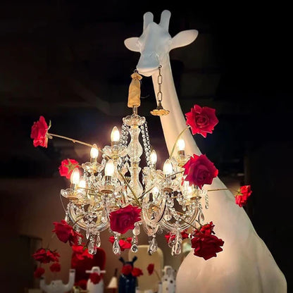 Lampada da terra a forma di giraffa con scultura di animali di design creativo