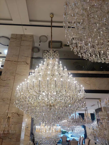 Huge Candle Crystal Chandelier for High-celing