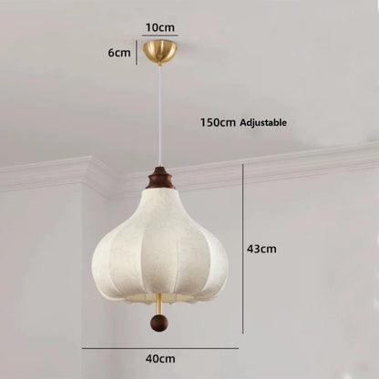 French Vintage Antique Floral Fabric Chestnut Pendant Chandelier