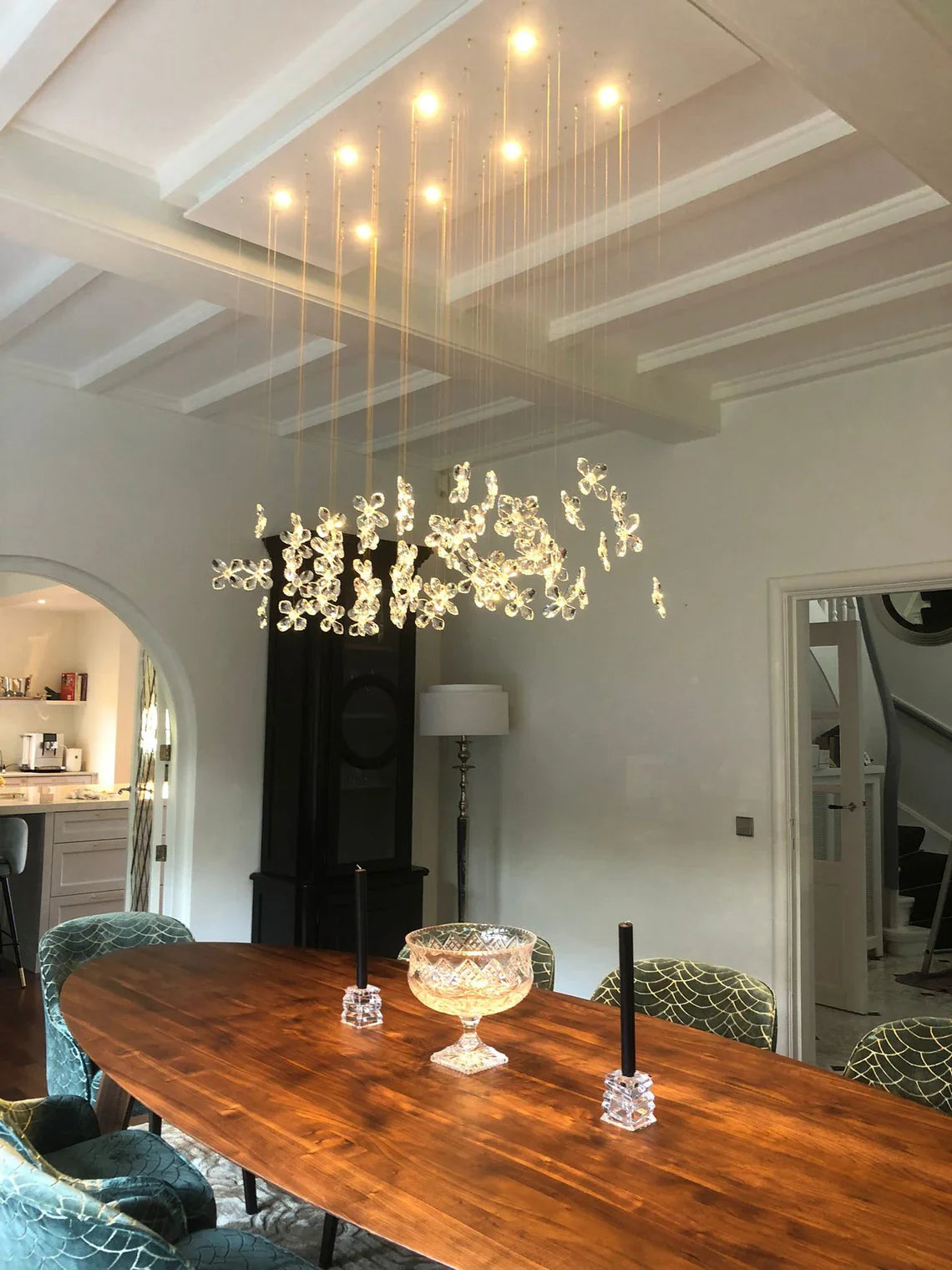 Modern Floating Crystal Flower Chandelier