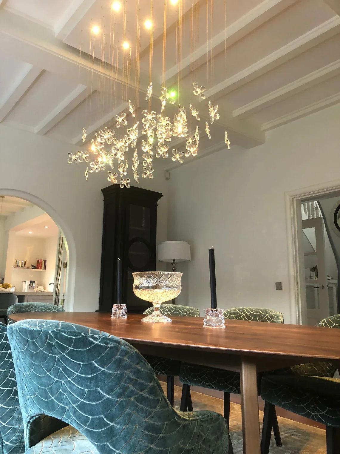 Modern Floating Crystal Flower Chandelier