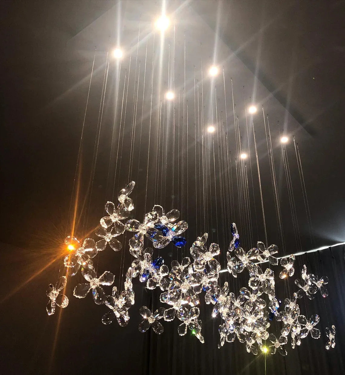 Modern Floating Crystal Flower Chandelier