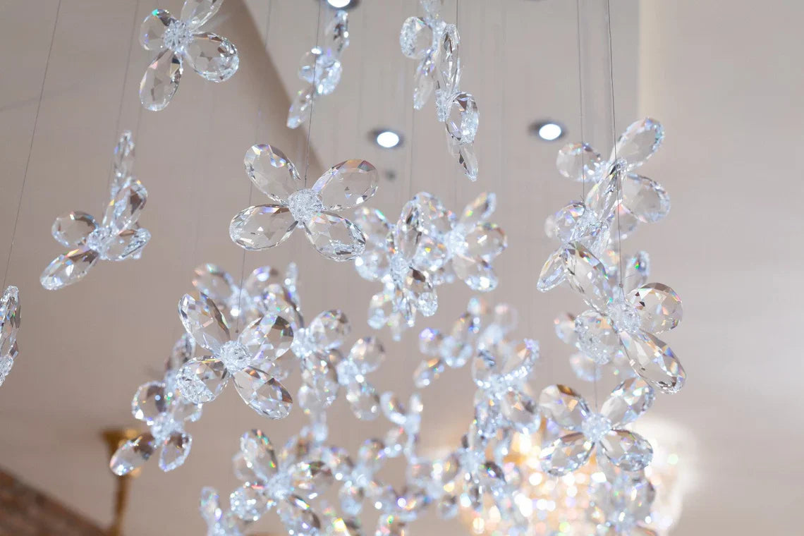 Modern Floating Crystal Flower Chandelier