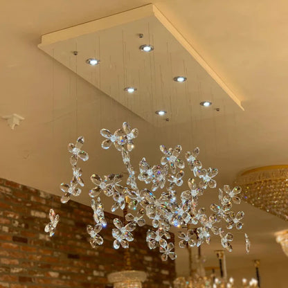 Modern Floating Crystal Flower Chandelier