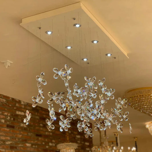 Modern Floating Crystal Flower Chandelier