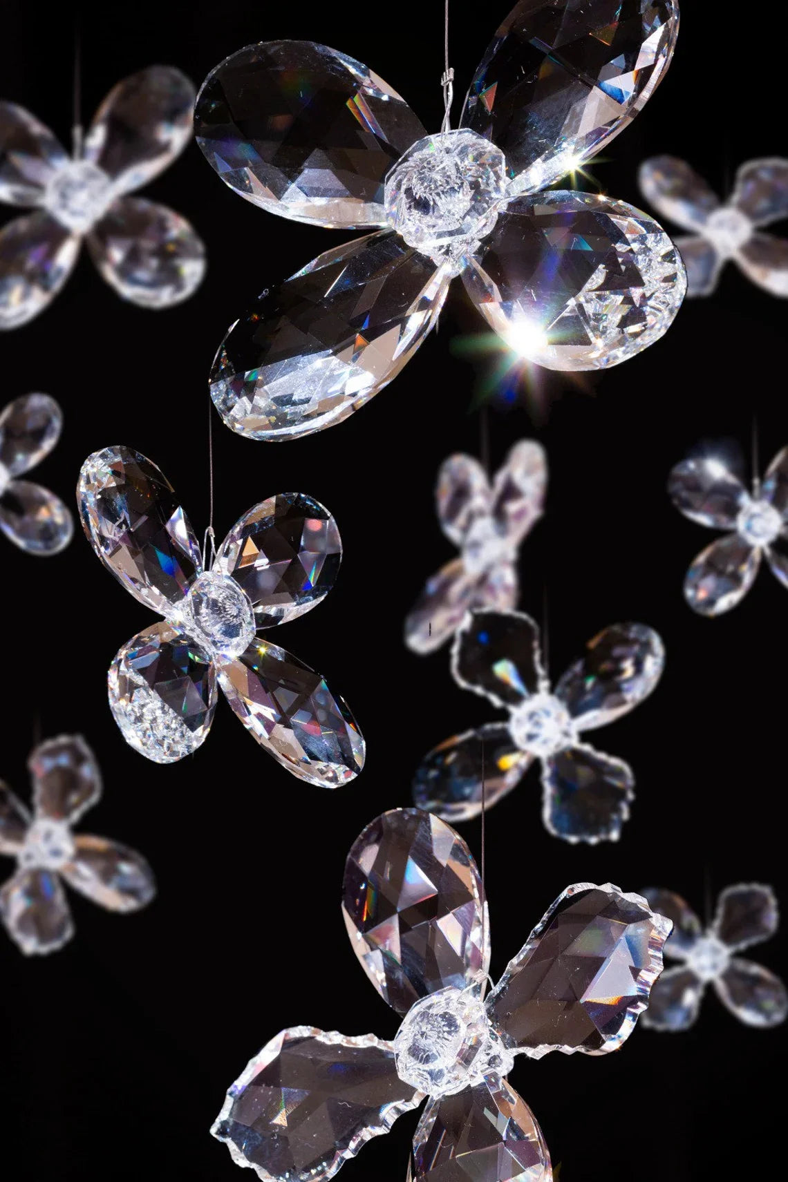 Modern Floating Crystal Flower Chandelier