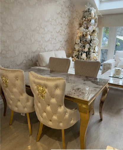 Luxury Velvet Dining Chair in Gold/Chrome Finish Color