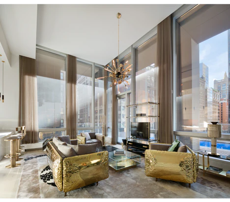 Luxury Creative Light Gray Sofa with Brass Finish Color