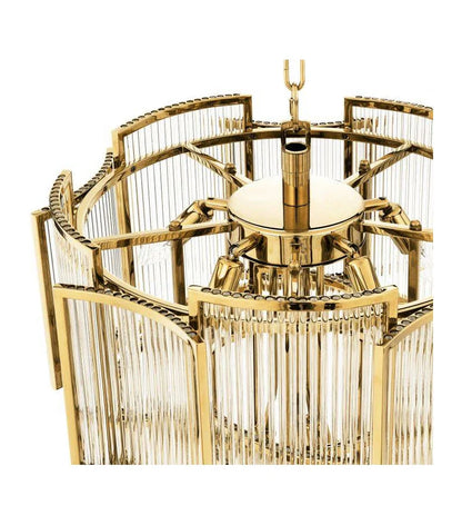 Modern Multi-tiered Tiles Crystal Rods Chandelier for High-ceiling