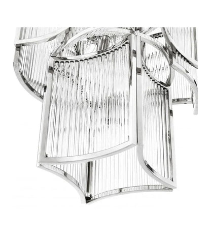 Modern Multi-tiered Tiles Crystal Rods Chandelier for High-ceiling