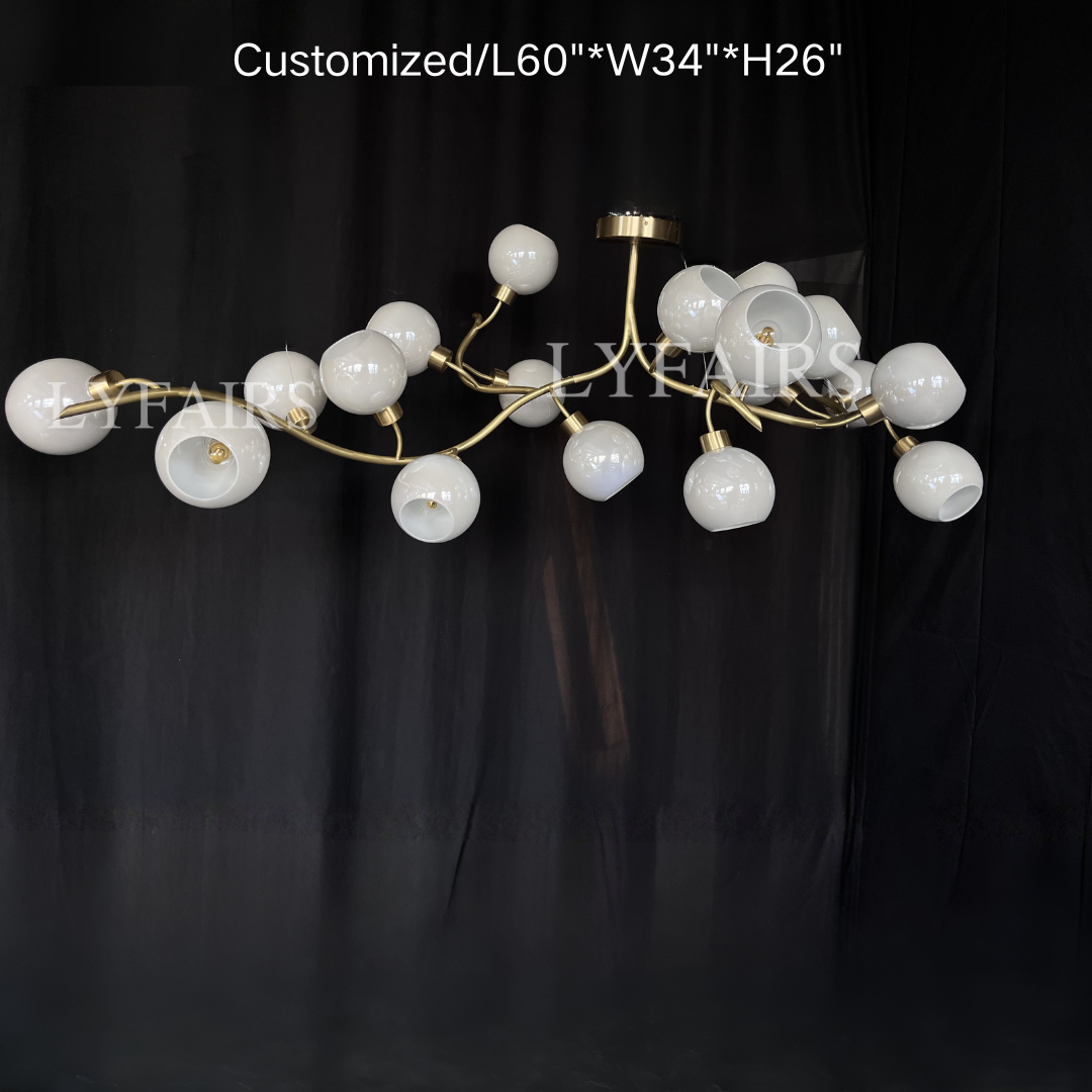 Lustre moderne en verre soufflé à la main pour salon/salle à manger/îlot de cuisine 