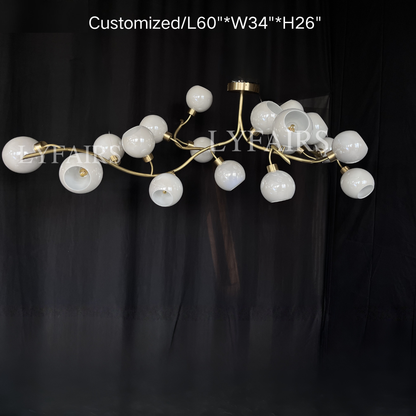 Lustre moderne en verre soufflé à la main pour salon/salle à manger/îlot de cuisine 