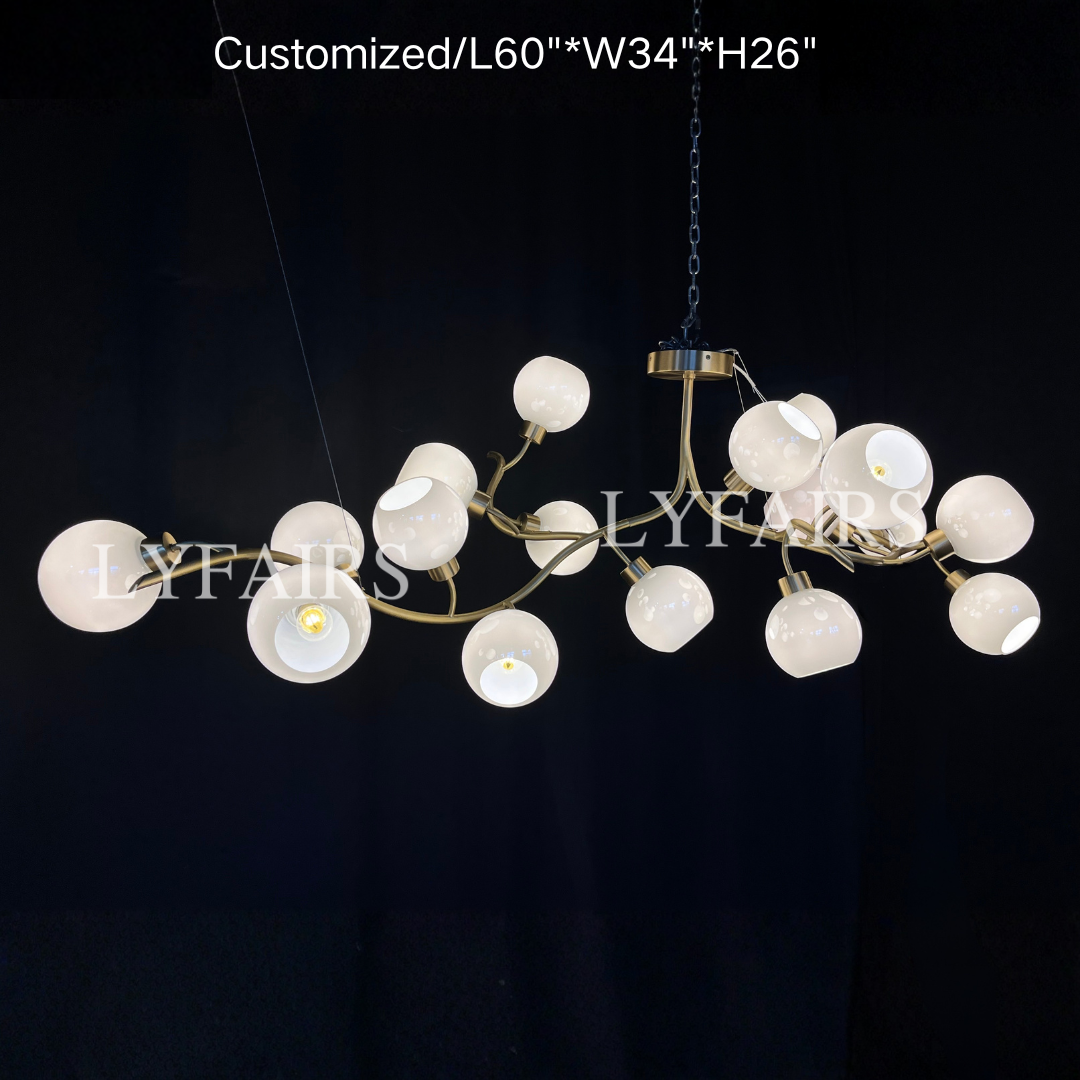 Lustre moderne en verre soufflé à la main pour salon/salle à manger/îlot de cuisine 