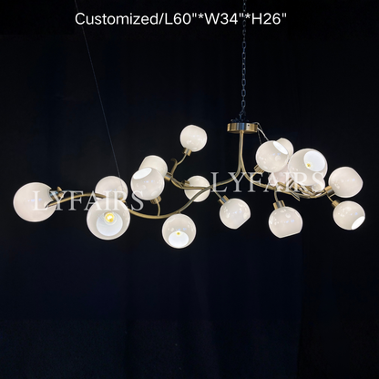 Lustre moderne en verre soufflé à la main pour salon/salle à manger/îlot de cuisine 