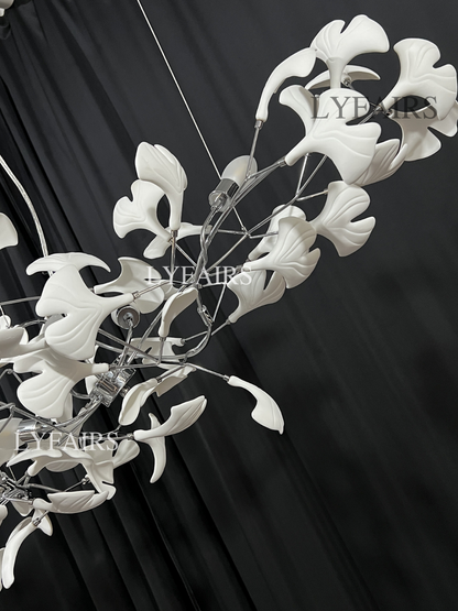 Linear Ginkgo Ceramic Chandelier for Dining Room/Kitchen island