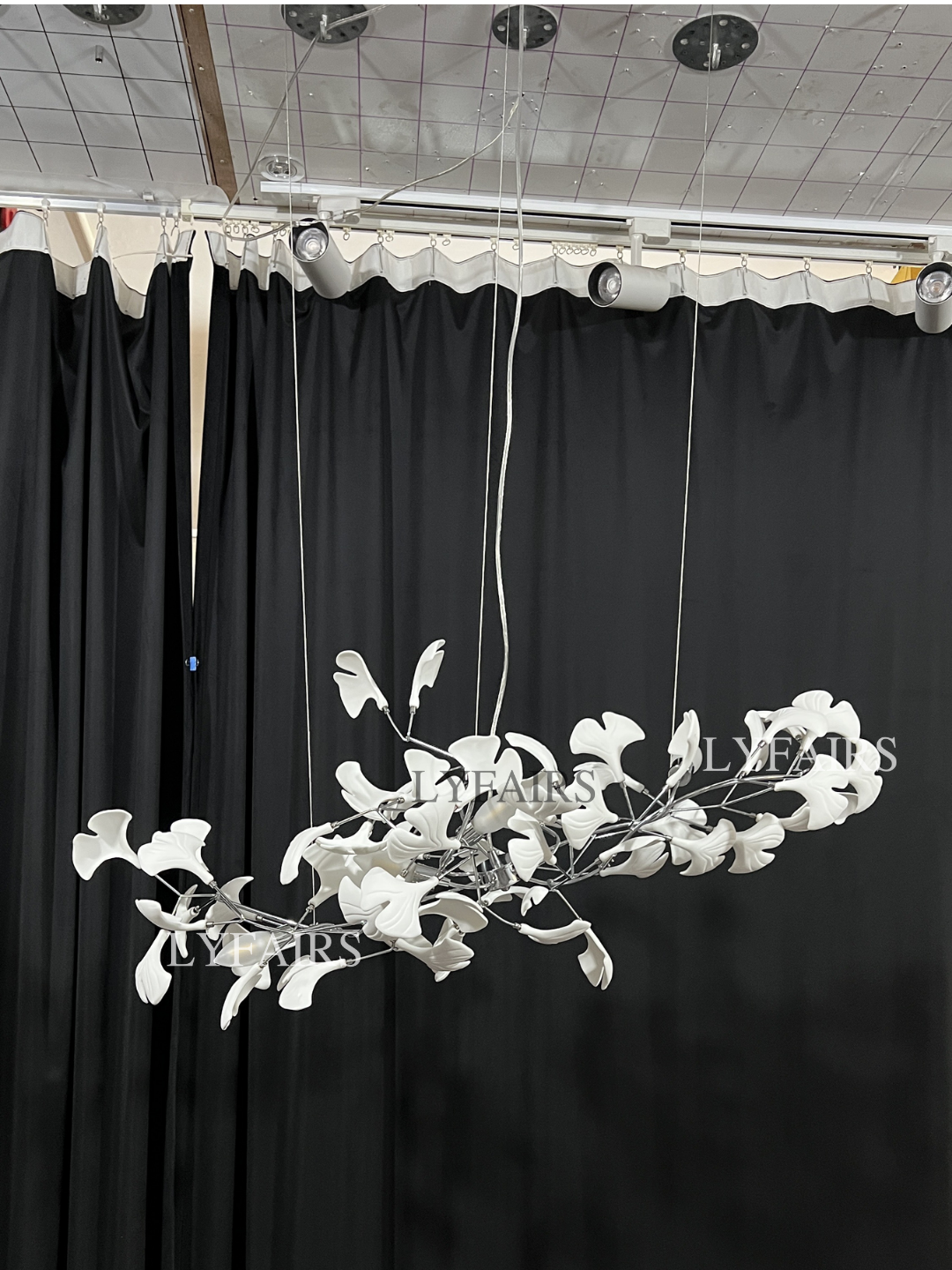 Linear Ginkgo Ceramic Chandelier for Dining Room/Kitchen island