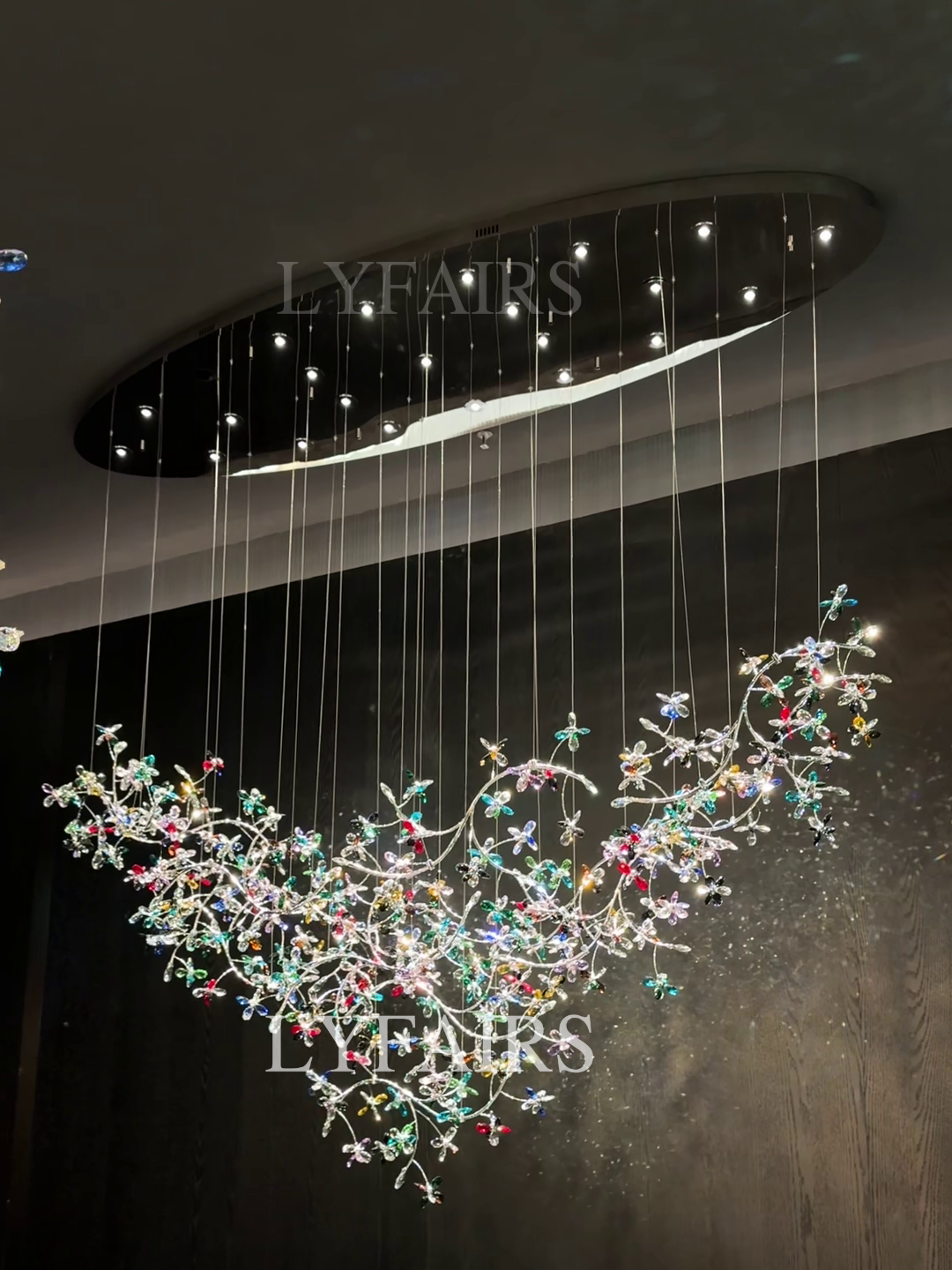 Luxury Floating Branches Crystal Flower Chandelier for High Ceiling/Mansion/Hotel