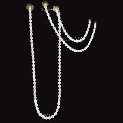 Modern Alabaster Pearl-Chain Pendant Light