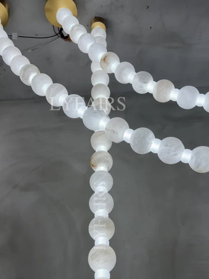 Modern Alabaster Pearl-Chain Pendant Light