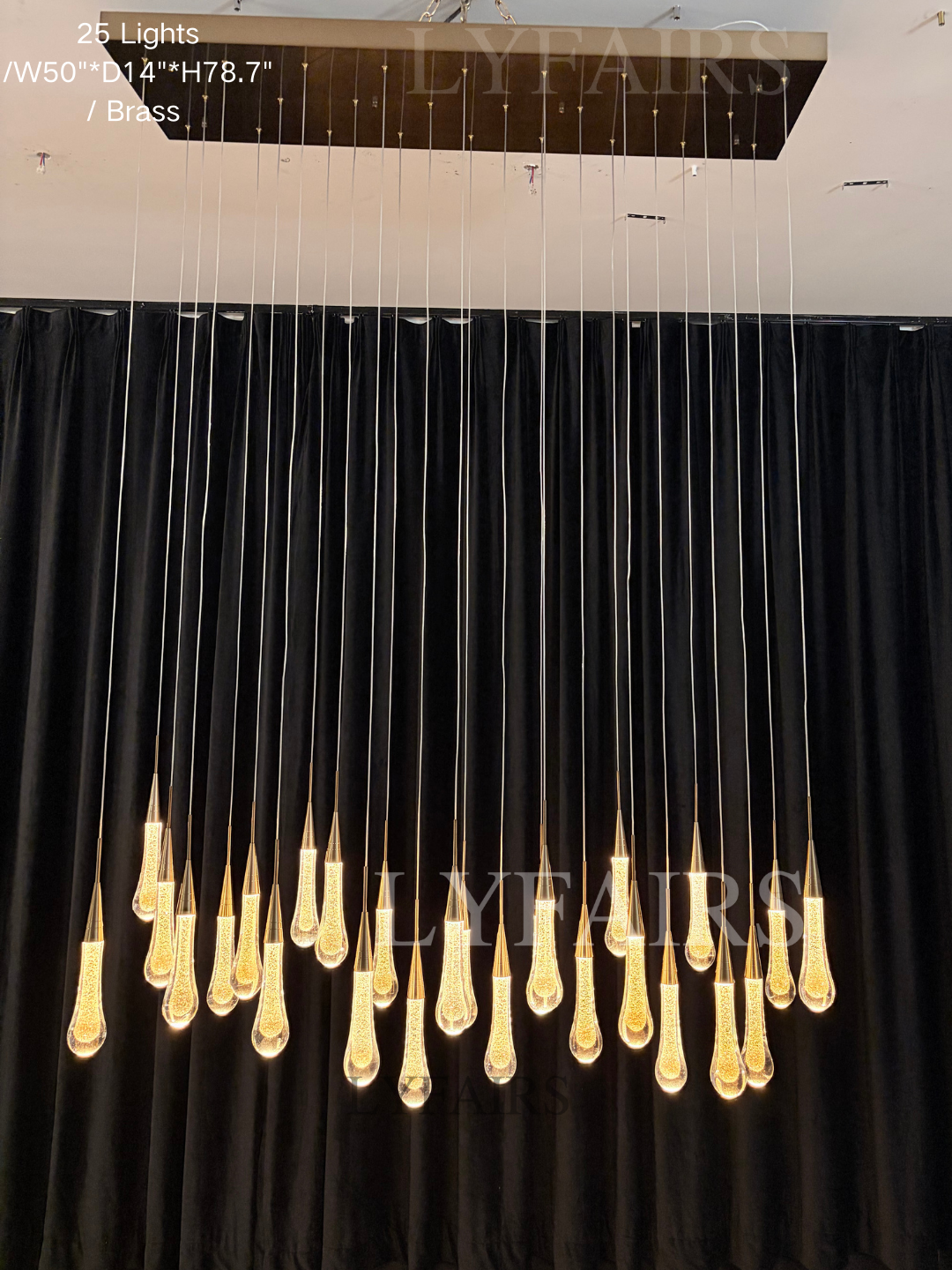 Modern Cascade Raindrop Linear Crystal Chandelier for Dining Room/Kitchen Island