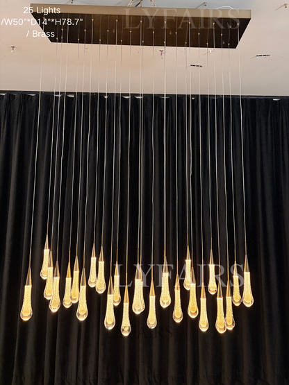 Modern Cascade Raindrop Linear Crystal Chandelier for Dining Room/Kitchen Island