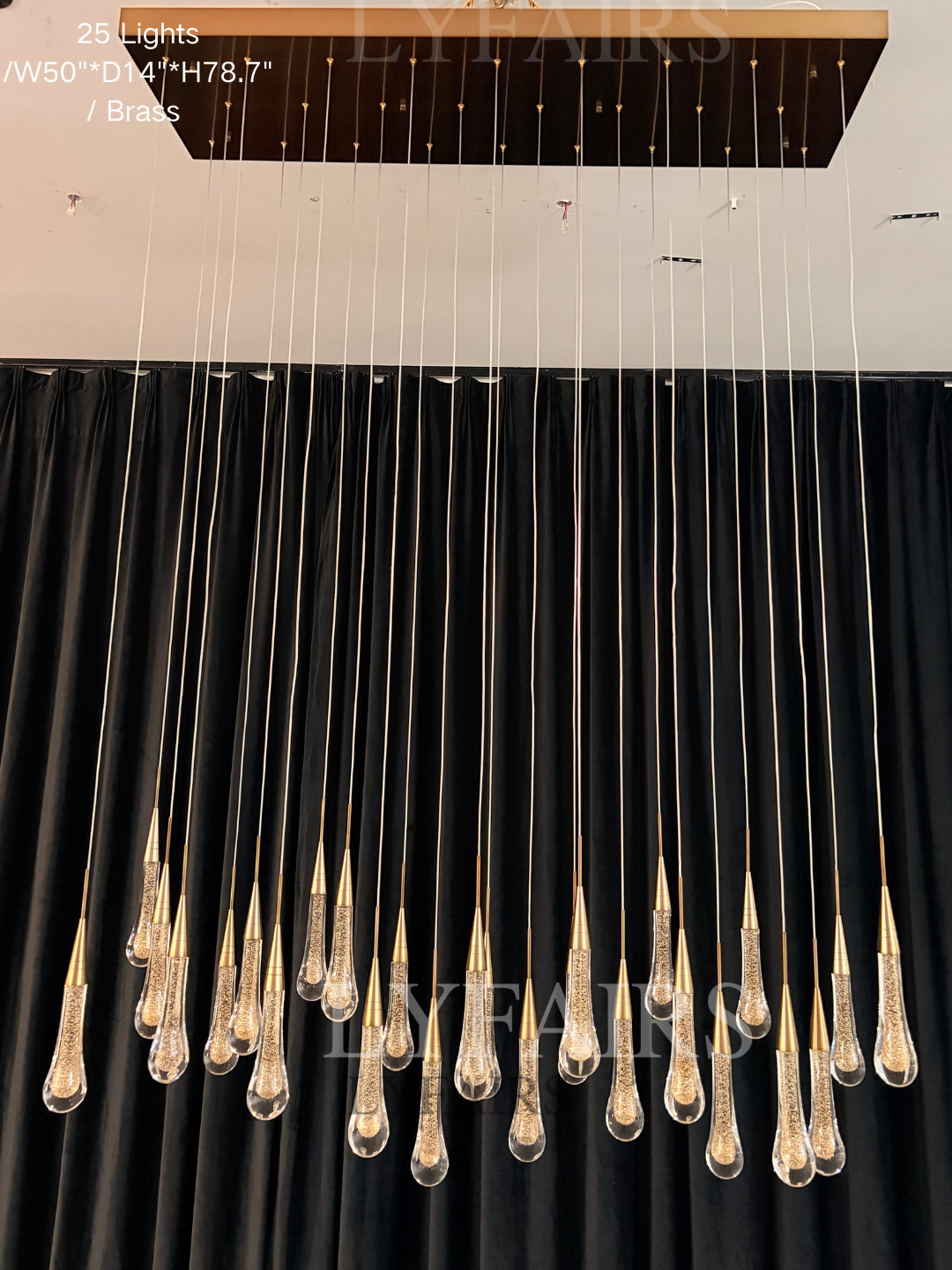 Modern Cascade Raindrop Linear Crystal Chandelier for Dining Room/Kitchen Island