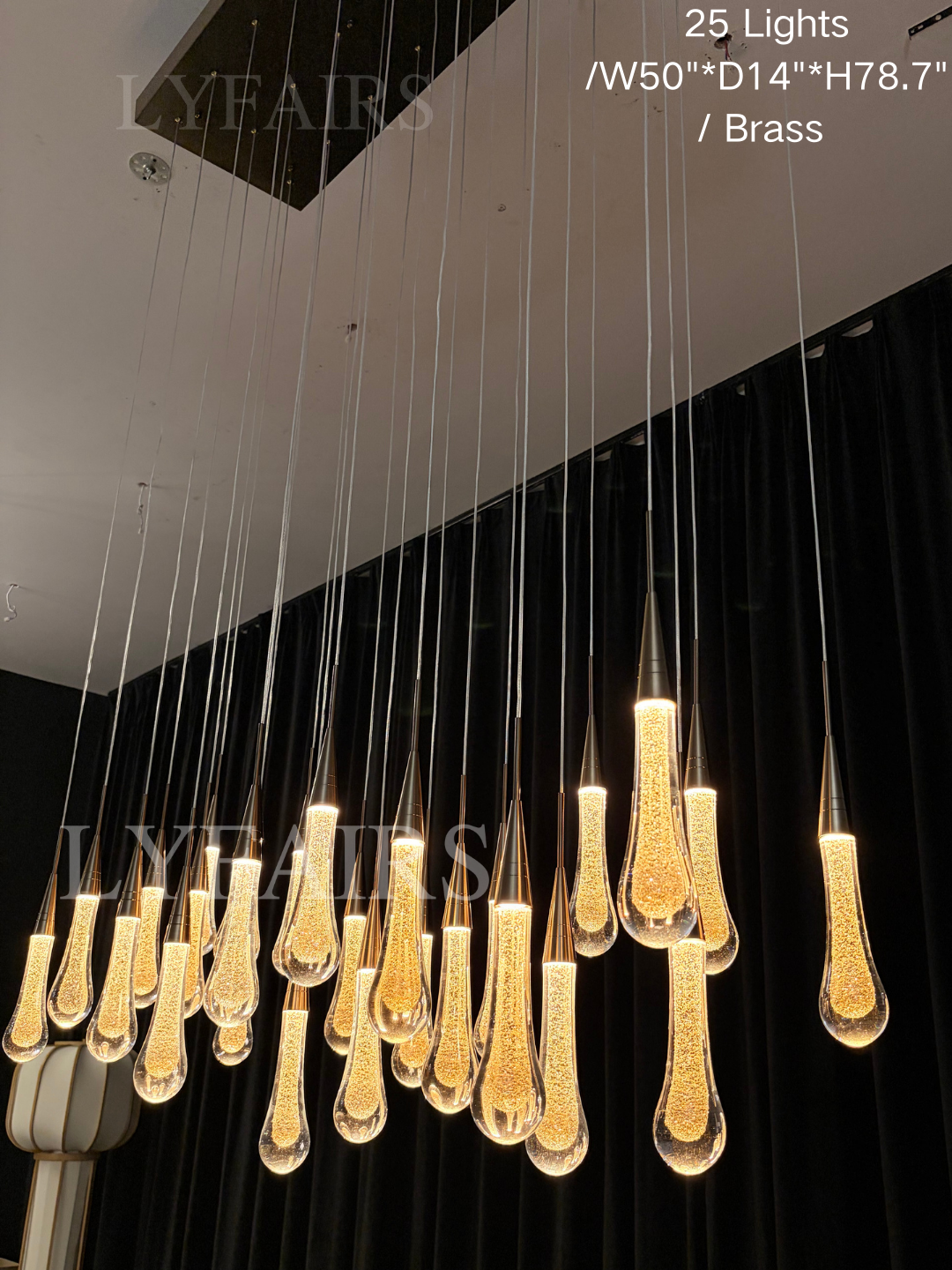Modern Cascade Raindrop Linear Crystal Chandelier for Dining Room/Kitchen Island