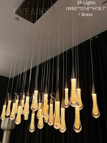 Modern Cascade Raindrop Linear Crystal Chandelier for Dining Room/Kitchen Island