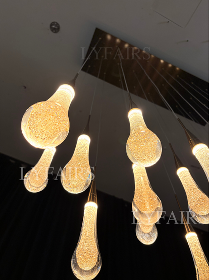 Modern Cascade Raindrop Linear Crystal Chandelier for Dining Room/Kitchen Island
