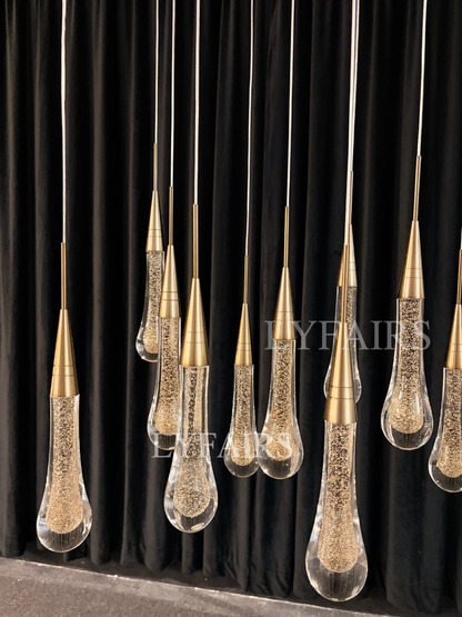 Modern Cascade Raindrop Linear Crystal Chandelier for Dining Room/Kitchen Island