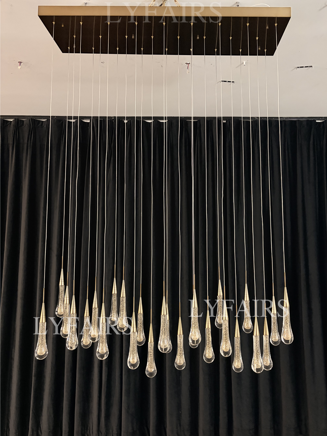 Modern Cascade Raindrop Linear Crystal Chandelier for Dining Room/Kitchen Island