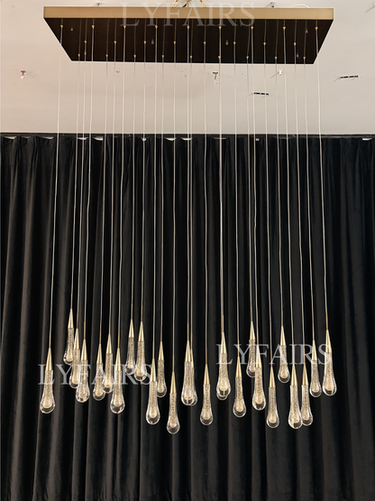 Modern Cascade Raindrop Linear Crystal Chandelier for Dining Room/Kitchen Island