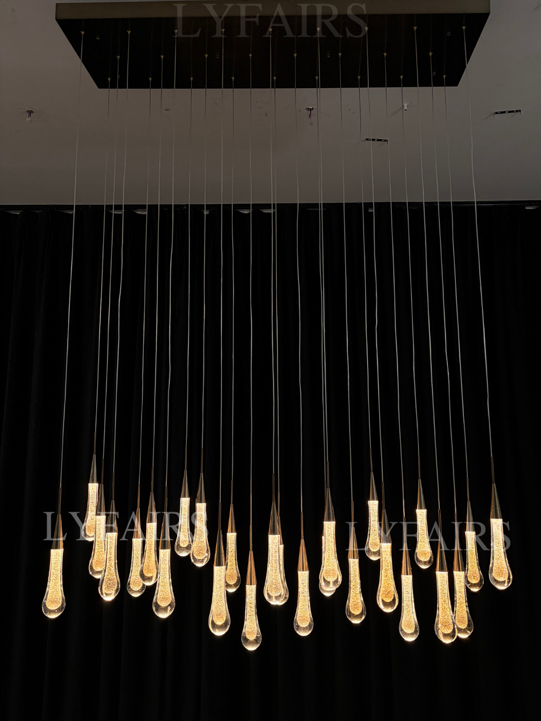 Modern Cascade Raindrop Linear Crystal Chandelier for Dining Room/Kitchen Island