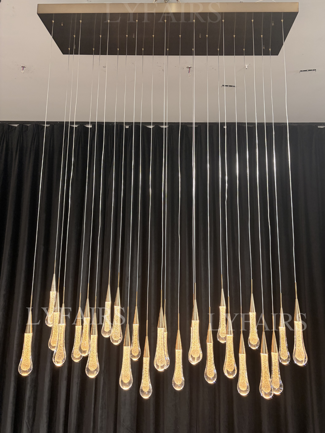 Modern Cascade Raindrop Linear Crystal Chandelier for Dining Room/Kitchen Island