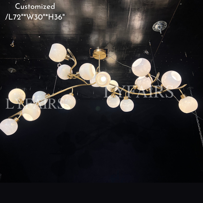 Lustre moderne en verre soufflé à la main pour salon/salle à manger/îlot de cuisine 
