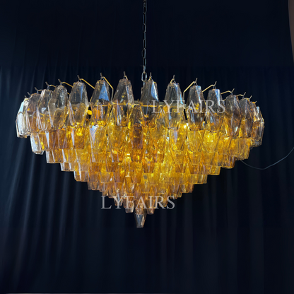 Lustre moderne en verre fumé rond/rectangulaire/entonnoir pour plafond bas