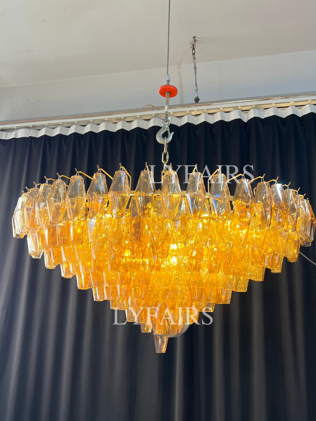 Lustre moderne en verre fumé rond/rectangulaire/entonnoir pour plafond bas