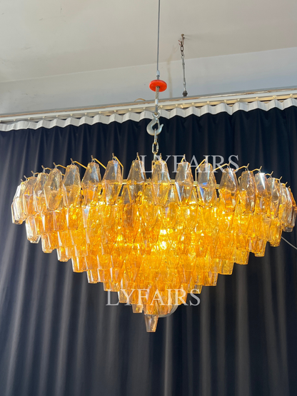 Lustre moderne en verre fumé rond/rectangulaire/entonnoir pour plafond bas