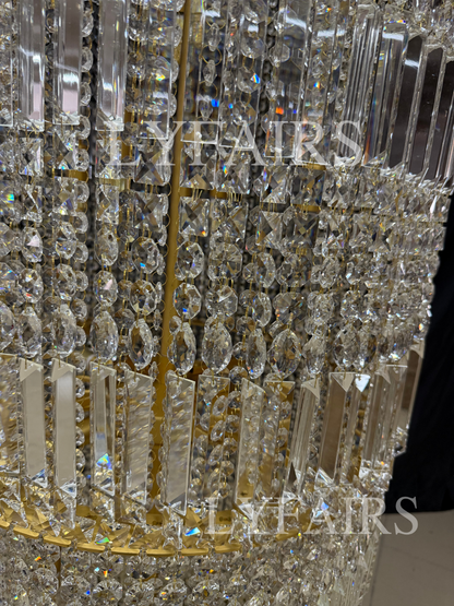 Oversized Art Designer Silver Crystal Long Ceiling Column Waterfall Chandelier
