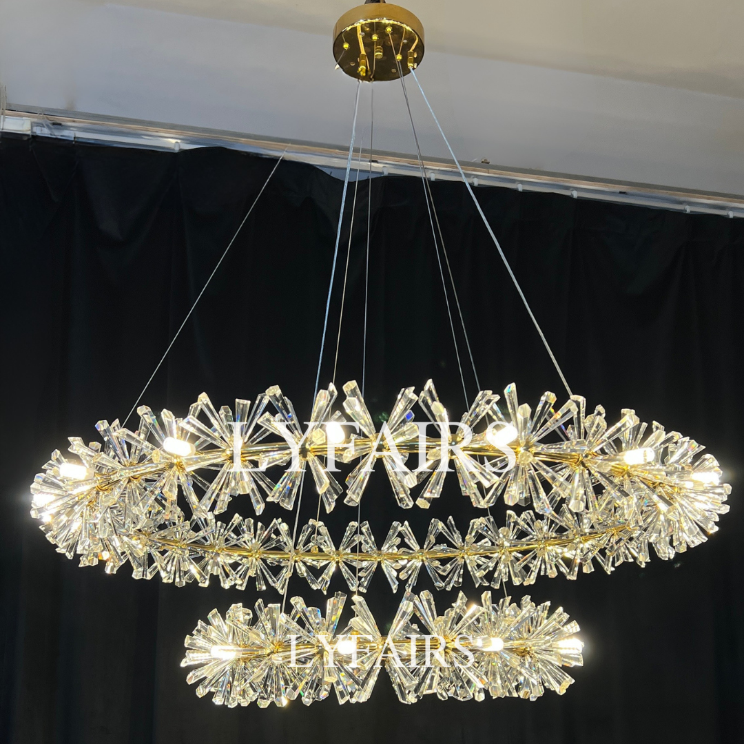Lampadario a 2 ruote in cristallo di ghiaccio congelato per soggiorno, sala da pranzo 
